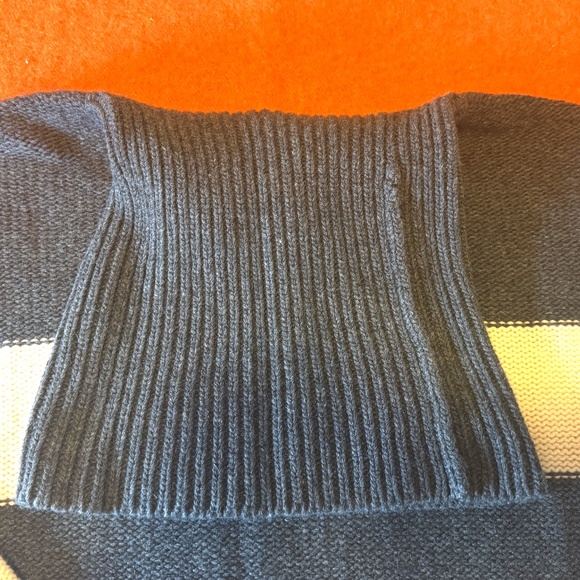 H&M Premium Label gray and cream stripe wool and cashmere turtleneck sweater NWT - Picture 5 of 14